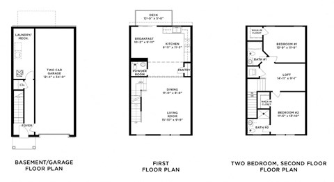 Floor plan for 2 beds, 2.5 baths, 1450 sqft